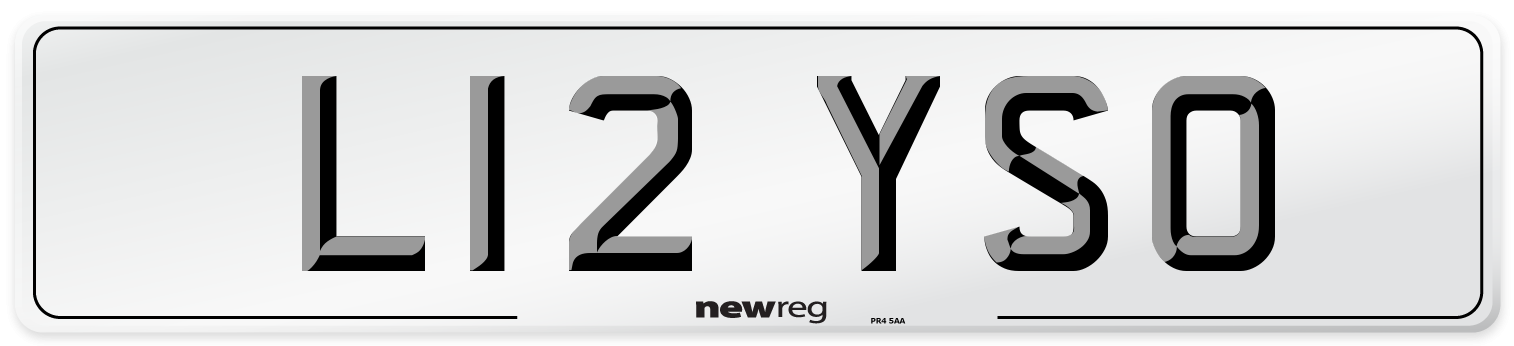 L12 YSO Number Plate from New Reg